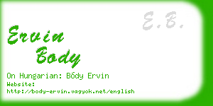ervin body business card
