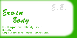 ervin body business card